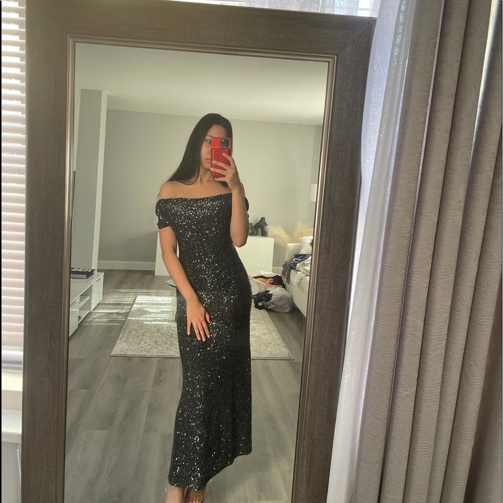 ZARA NWT LIMITED EDITION SEQUIN KNIT DRESS - BLACK - Picture 7 of 13